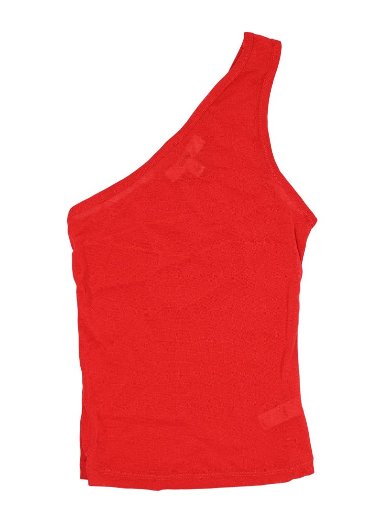Khy Mesh One Shoulder Top In Cherry Red